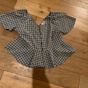 ASOS Black and White Checkered Blouse